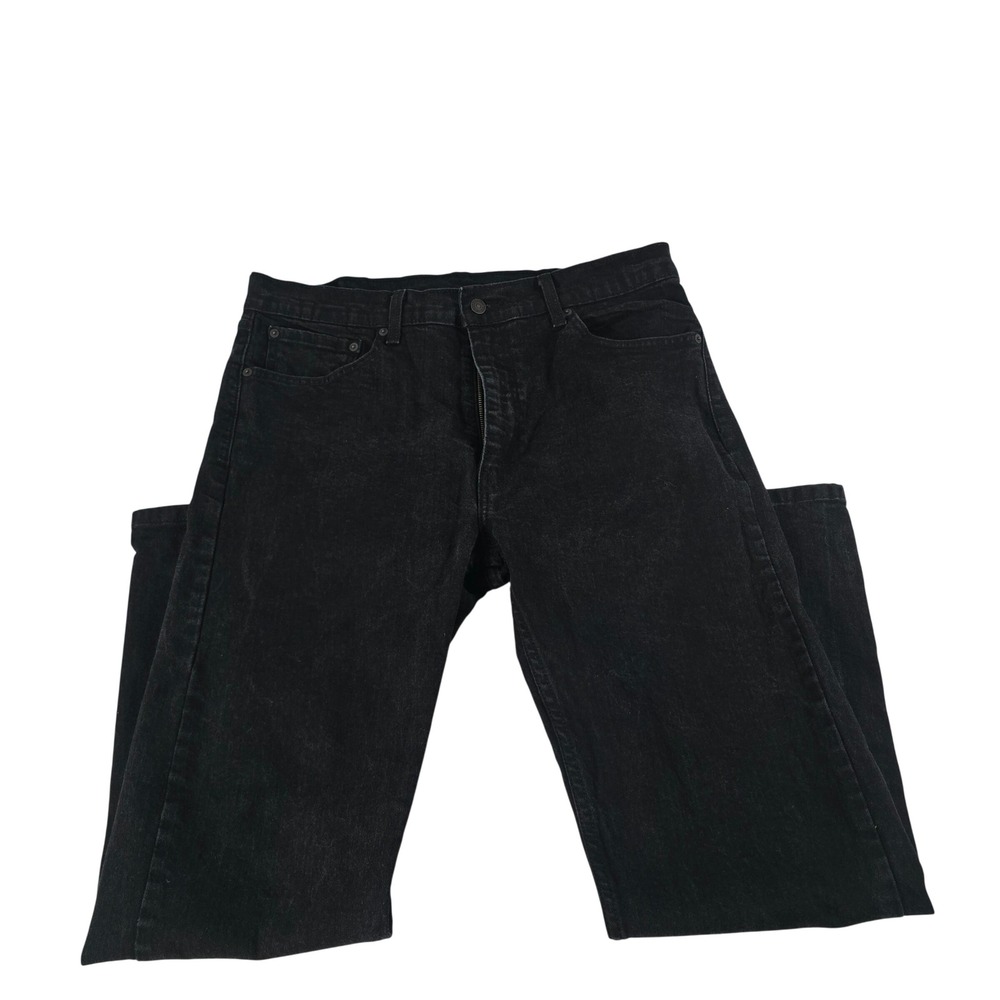 Levis 505 Regular Fit Straight Leg Black Denim Jeans Mens 38x30 13645